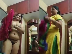 Indian wife from Andhra Pradesh (Telugu) changing clothes