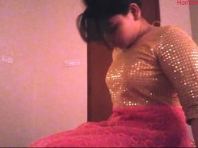 Curvy Indian woman pleasuring herself with Marged's products