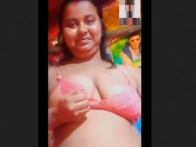 Boudi displays her breasts and genitals on video call