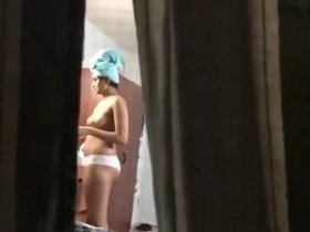 Discreetly filming my sister-in-law's room and teasing her while she's naked