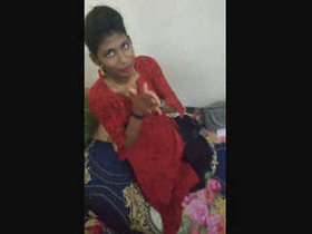 An Indian girl of Desi origin displays her breasts