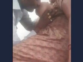 Indian mother with large breasts gets oral attention