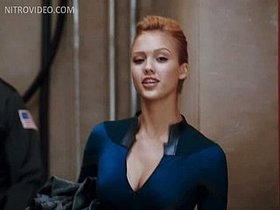 Celebrity Jessica Alba in alluringly frugal attire