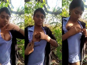 Indian woman reveals her large breasts and performs oral sex