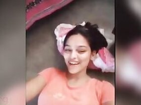 Pretty girl flaunts her tits and shaved pussy on the XXX camera