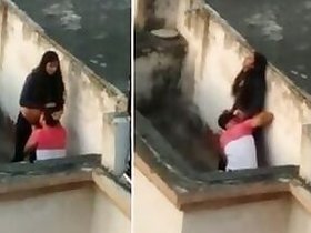 Wife licks pussy on balcony while her husband can't see, Desi caught in MMS