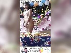 Naked cutie Desi undresses in front of her lover on his birthday