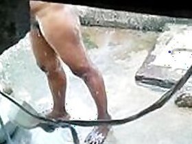 Video of a naked Indian aunt in the bathtub, filmed by her lustful neighbor on a hidden camera