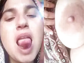 Patan's Wife Shows Huge Natural Tits to Secret Lover