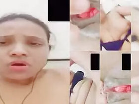 Horny girl Amanda Pink licks pussy and jerks off with her fingers video