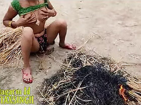 Indian Wife's Makeover in the Field Hard Painful Sex Clear Voice in Hindi