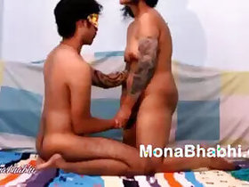 Cute Desi in the bedroom fucking Bhabha's cute cunt...