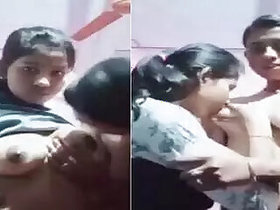 Young lesbian sisters play sucking tits