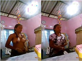 Country girl Desi shows her tits and jerks off with her fingers