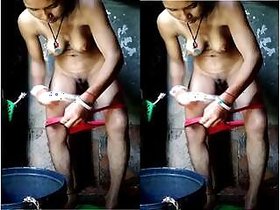 Desi Village Bhabhi Bathing and Wearing